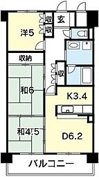 朝日プラザフロンテージ助任橋 3DKの間取図画像