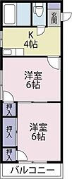 田中ハイツ 2DKの間取図画像
