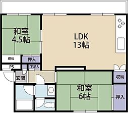 四国建設工業社宅 2LDKの間取図画像