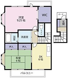 ハイツエムウェーブ3 2DKの間取図画像