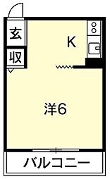 しらさぎ荘 ワンルームの間取図画像
