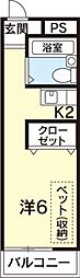 住吉レインボーハイツ 1Kの間取図画像