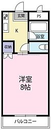 蔵本ハイツ2001 1Kの間取図画像