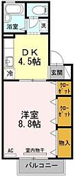 フロラシオン川内2 1DKの間取図画像