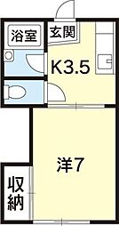 ユニヴァコートSAKO 1Kの間取図画像
