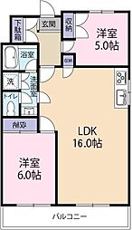 ヴァンベール城南 2LDKの間取図画像
