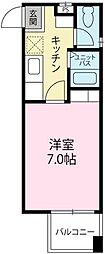 フィールド1沖浜 1Kの間取図画像
