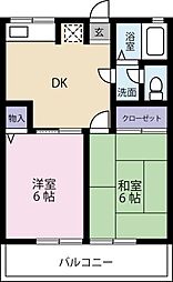 シティハイム東吉野 2DKの間取図画像