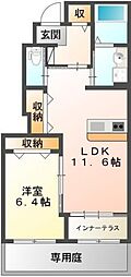 ルナキャット 1LDKの間取図画像