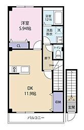 Casa・Mila 1LDKの間取図画像