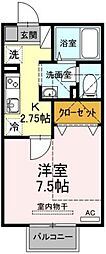 セリバテール 1Kの間取図画像