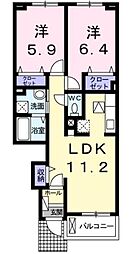 モンドブリエ 2LDKの間取図画像