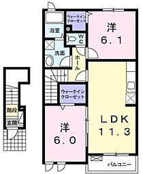 ブエナ・ビスタ箸蔵 2LDKの間取図画像