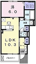 ディスティーノ 1LDKの間取図画像