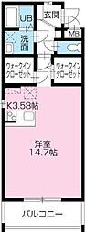 レイプロミネンス 1Kの間取図画像