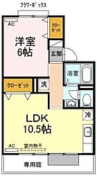 セジュール笹川 1LDKの間取図画像