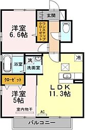 ロンラポールA 2LDKの間取図画像
