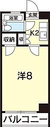 シャトル福島南棟 1Kの間取図画像