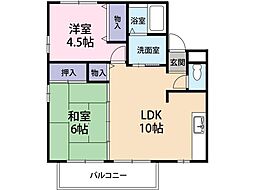 レトア富田橋B 2LDKの間取図画像
