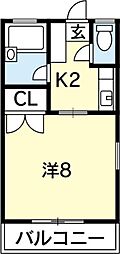 原田ハイツ 1Kの間取図画像