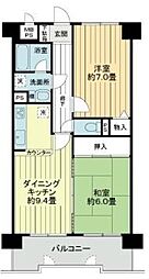 ライオンズマンション徳島富田橋 2DKの間取図画像