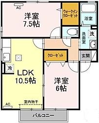 ポルトベールC 2LDKの間取図画像