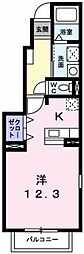 プレ・ガール・シェトワ1 1Kの間取図画像