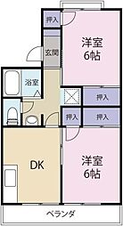 セジュール田宮 2DKの間取図画像