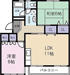 三好コーポ 2LDKの間取図画像