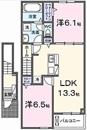 ヒラソール 2LDKの間取図画像