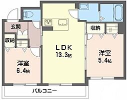 ベレオ万代 2LDKの間取図画像