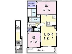 メゾンリヴィエールA 2LDKの間取図画像