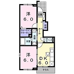 エレガンシア篠原 2DKの間取図画像