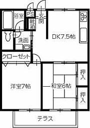 エクセレントコンフォート 2DKの間取図画像