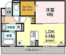 ウィズ沖浜 1LDKの間取図画像