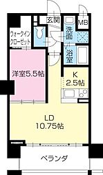 proud-g中通町 1LDKの間取図画像