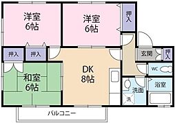 セジュール岩本A 3DKの間取図画像