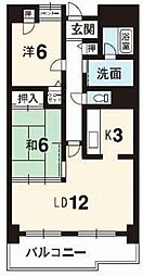 グランヴィア常三島西館 2LDKの間取図画像
