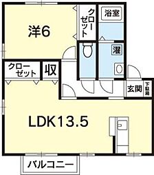 ヴェルドミールB 1LDKの間取図画像