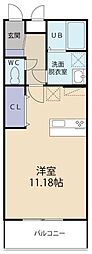 ココテラス蔵本 1Kの間取図画像