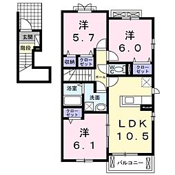 クラール南庄町C 3LDKの間取図画像