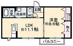 沖州清流荘2 1LDKの間取図画像