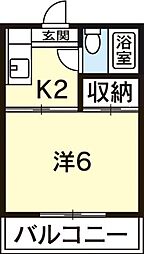 キャッスル85 1Kの間取図画像