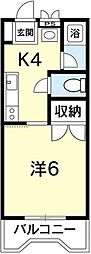 南福島ビューハイツ 1Kの間取図画像