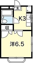 ルネ葵 1Kの間取図画像