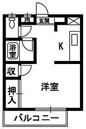 エクセレントリュミエール 1Kの間取図画像