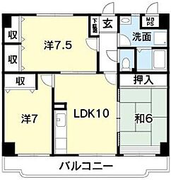 サンライズアベニュー 3LDKの間取図画像