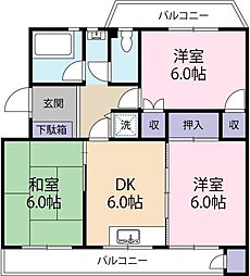 第二阿波ビル 3DKの間取図画像
