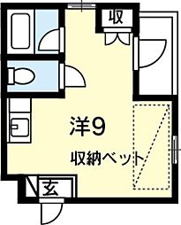 インフィニティ21 1階ワンルームの間取り