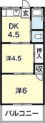 松風マンション 2DKの間取図画像